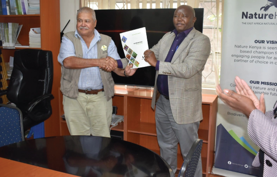 ABL Managing Director Mr. Ernest Simeoni with NatureKenya Executive Director Dr. Paul Matiku during a partnership signing ceremony